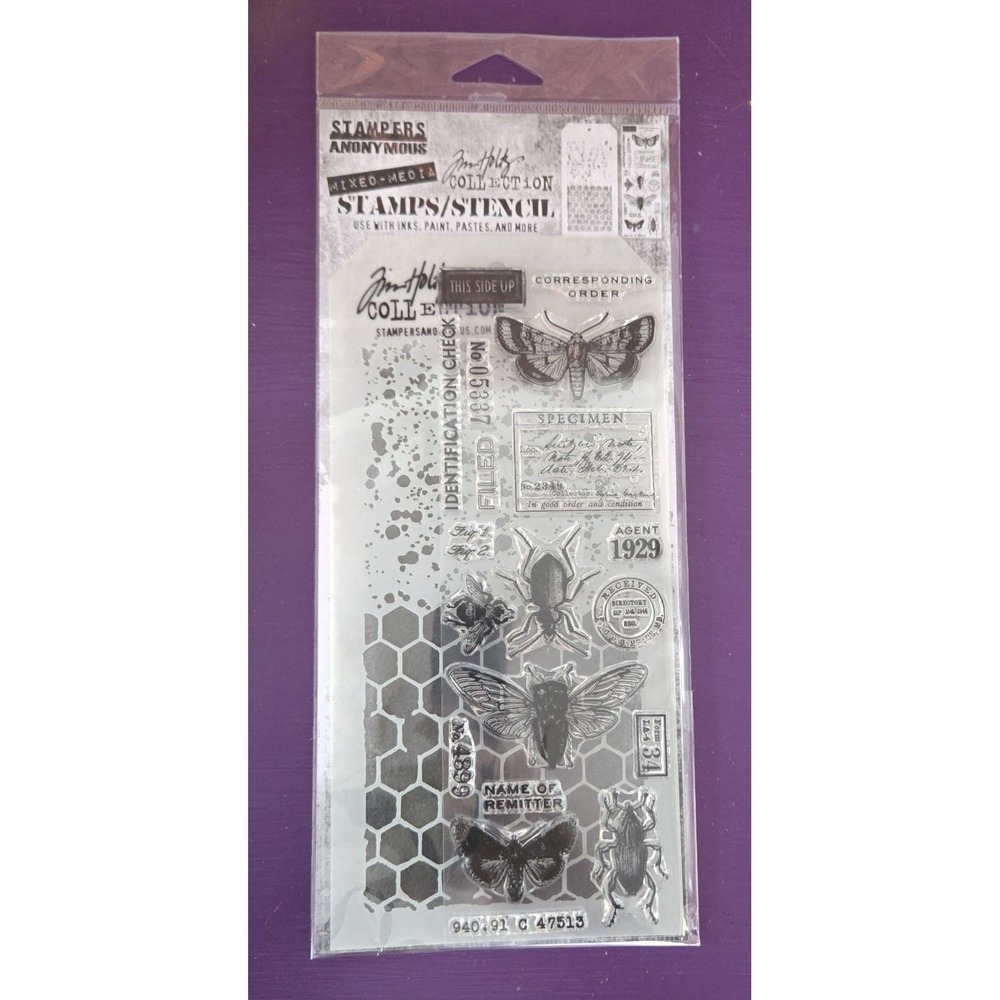 Tim‎ Holtz Stamps & Stencil SET #11 THMM111 Mixed Media Junk Journal JJ Card ATC